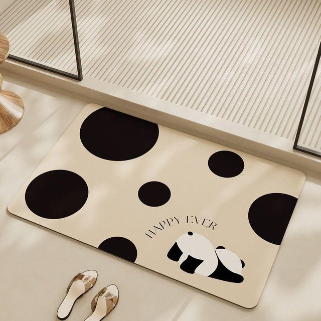 Saugfähige Kieselgur Badezimmer Bodenmatte in Beige, rutschfester Haushaltsteppich für Toiletteneingang, B/T: 60 x 40 cm - Bild 1