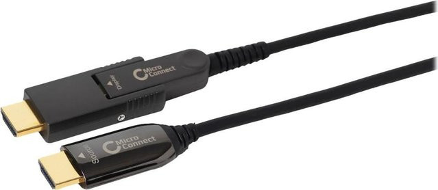 MicroConnect HDMI-Kabel mit Ethernet Hybrid Active Optical Cable in Schwarz, 10,0 m, unterstützt 4K 60 Hz und Dolby TrueHD - Bild 1