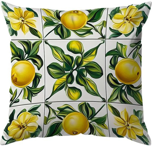 Dekorativer Kissenbezug mit Sommer-Zitronen-Muster von JMG Clothing in Gelb, Polyester, B/H: 45 x 45 cm - Bild 1