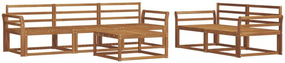 6-teilige Outdoor-Sofagarnitur aus Massivholz Akazie von vidaxl in Braun und Grau im modernen Loungemöbel-Design - Bild 1