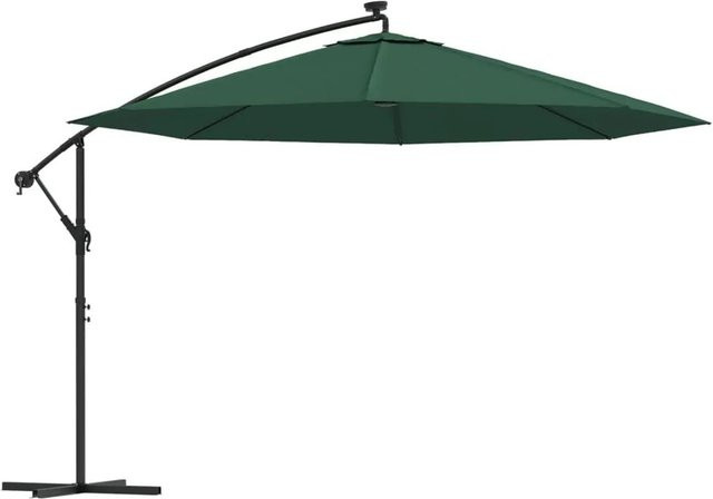 vidaXL Ampelschirm mit LED-Beleuchtung aus Polyester und Metall in Grün, Höhe: 350 cm - Bild 1