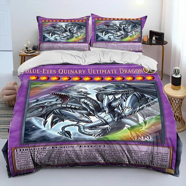 Yu-Gi-Oh Monster Card Anime Bettwäscheset aus Mikrofaser mit Bettbezug und Kissenbezug, B/B: 140 x 210 cm, Mehrfarbig - Bild 1