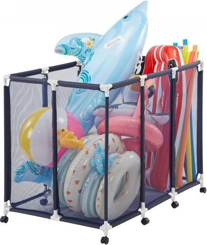 VEVOR Pool Storage Bin Rollbarer Pool Spielzeug Organizer mit Rollen und atmungsaktivem Mesh-Korb, H x B x T: 99 x 122 x 84 cm - Bild 1