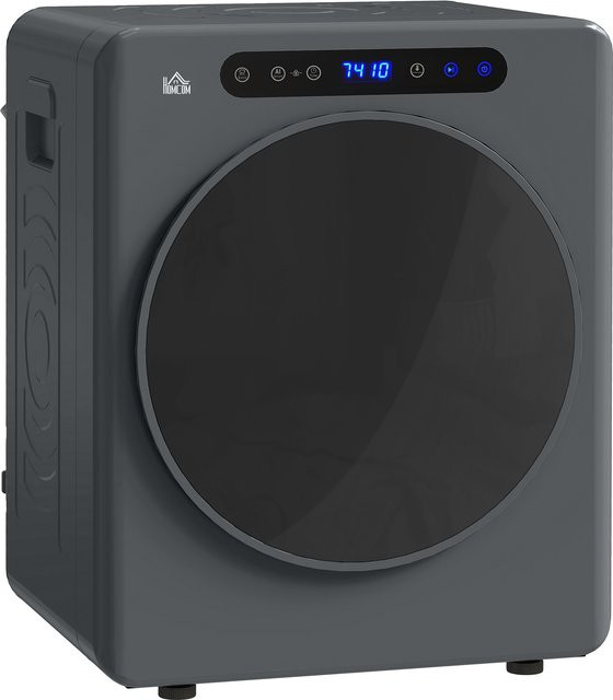 HOMCOM Mini Ablufttrockner Grau mit 4 kg Kapazität, 1000W, 6 Programmen, Desinfektion, Touch-Screen und Timer, wandmontierbar - Bild 1