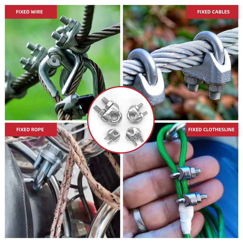 AIMUNOK U-Typ Stahldrahtseilklemme aus Edelstahl 304 als Befestigungsclip und Kabelhülsenclip für M2 bis M12 mm - Bild 4