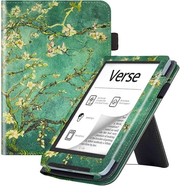 YNsanqi Smart Case Schutzhülle mit Handschlaufe und Ständerfunktion für Pocketbook Verse und Verse Pro in Plum Blossom - Bild 1