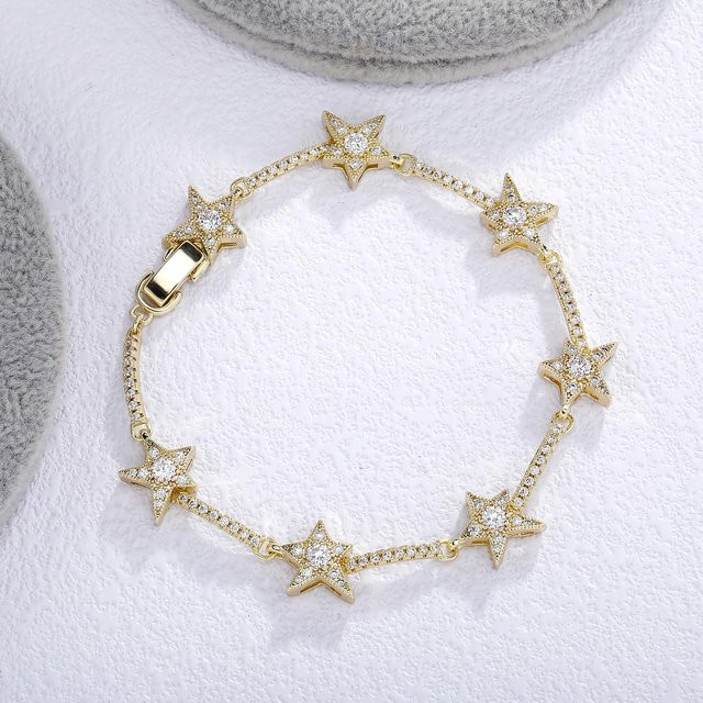 Armband Sternform, Zirkonia, Gold, Unisex, 20 cm - Bild 1