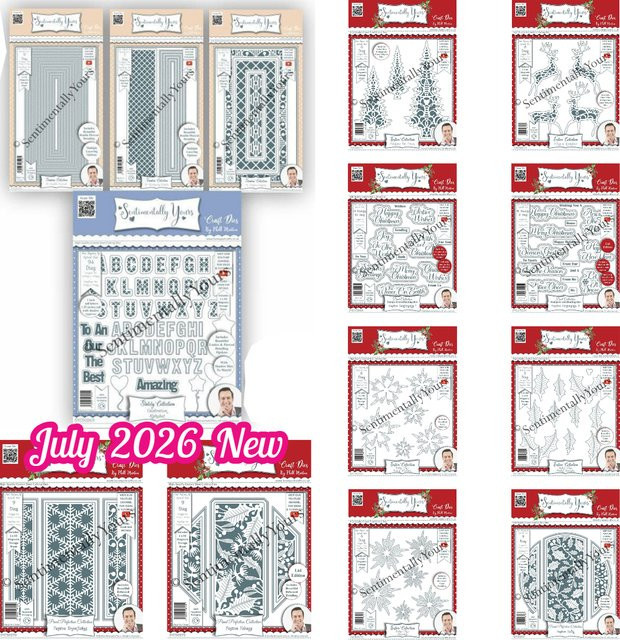 Sentimental Yours Celebration Alphabet Festive Foliage Filigree Reindeer Stanzformen und Stempel Set in Silber für DIY Scrapbook und Karten - Bild 1