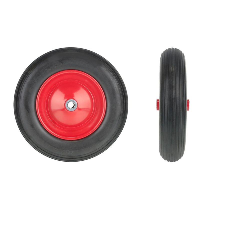 Relaxdays Schubkarrenrad aus Vollgummi und Stahl in Schwarz und Rot, Durchmesser: 37 cm, Breite: 8,5 cm - Bild 2