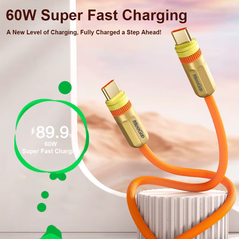 MeeGoo USB-C auf USB-C Superschnellladekabel mit 60 W und 1,2 m Länge aus Zinklegierung - Bild 2