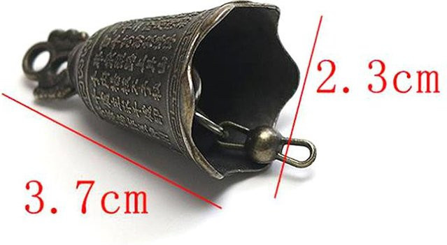 Antike Metall Glocke als Feng Shui Windspiel und Schlüsselanhänger in Gold und Braun - Bild 1