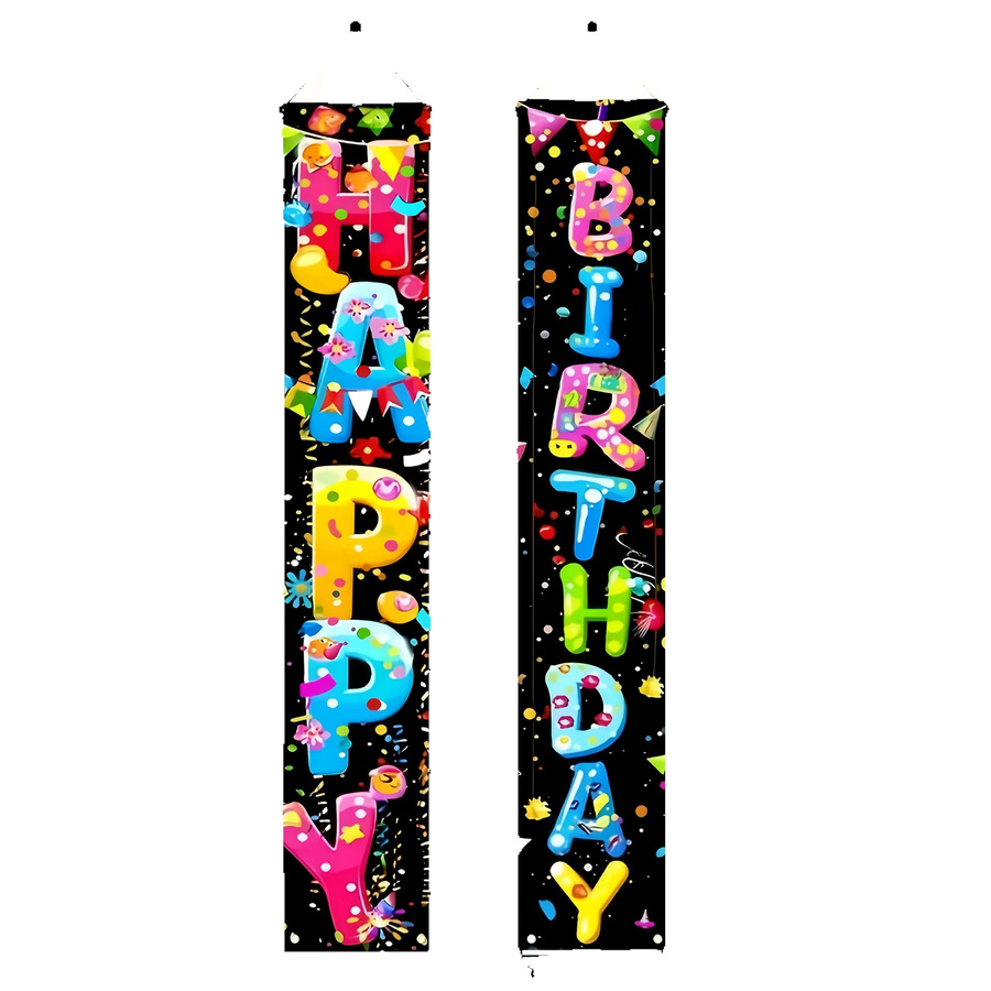 VIKAMA Happy Birthday Geburtstagsparty Dekoration mit buntem Cartoon-Druck für Tür, Veranda und Wand, Mehrfarbig, B/H: 30 x 180 cm - Bild 5