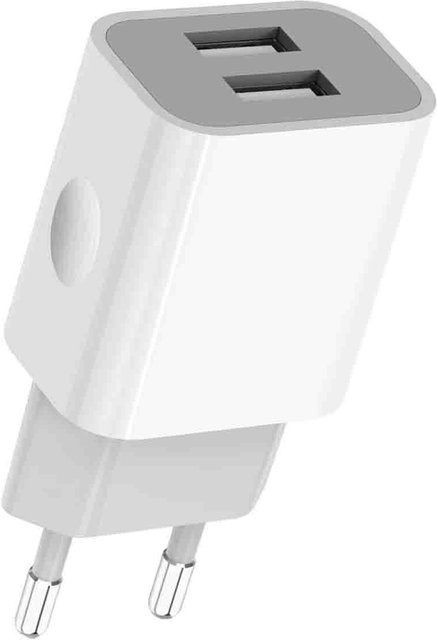 TAQKRED USB-Ladegerät mit 2 Ports, 5V 2A Netzteil für iPhone, Samsung und Xiaomi, Farbe: Weiß - Bild 1