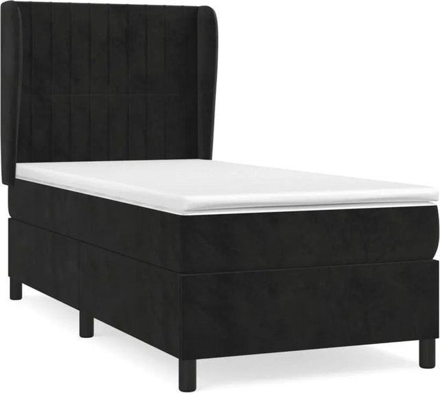 vidaXL Boxspringbett mit Matratze in Schwarz, Hybrid-Design mit Taschenfederkern und Samtbezug, B/T: 100 x 200 cm - Bild 1