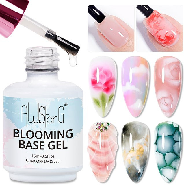 AWSTORG Nagelblühgel, Funktionsgel mit Blütenverbreitungseffekt, 15 ml, glänzend - Bild 1