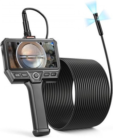 VEVOR Triple Lens Endoskopkamera mit 10 m ultra-steifem Kabel, Industrie-Boreskop mit 5 Zoll HD IPS Bildschirm, 8X Zoom, IP67 wasserdicht und 5000mAh Akku in Schwarz - Bild 1