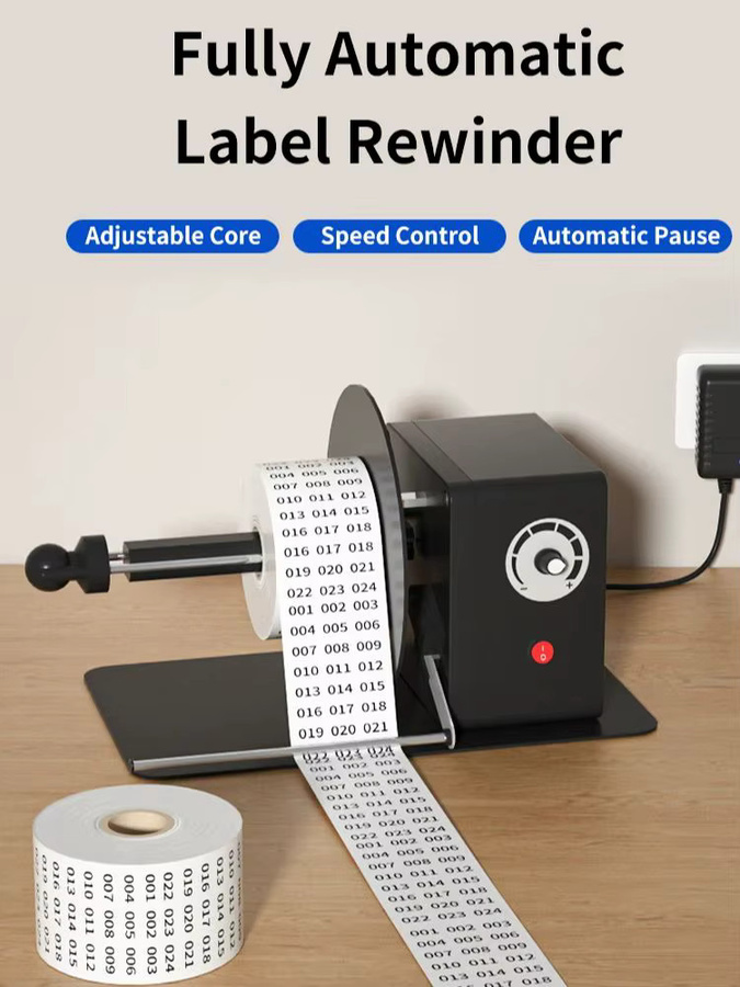 LANXSTAR Etikettenaufwickler in Schwarz mit stufenloser Geschwindigkeitsregulierung und automatischer Erkennung für Industrie und Büro - Bild 6