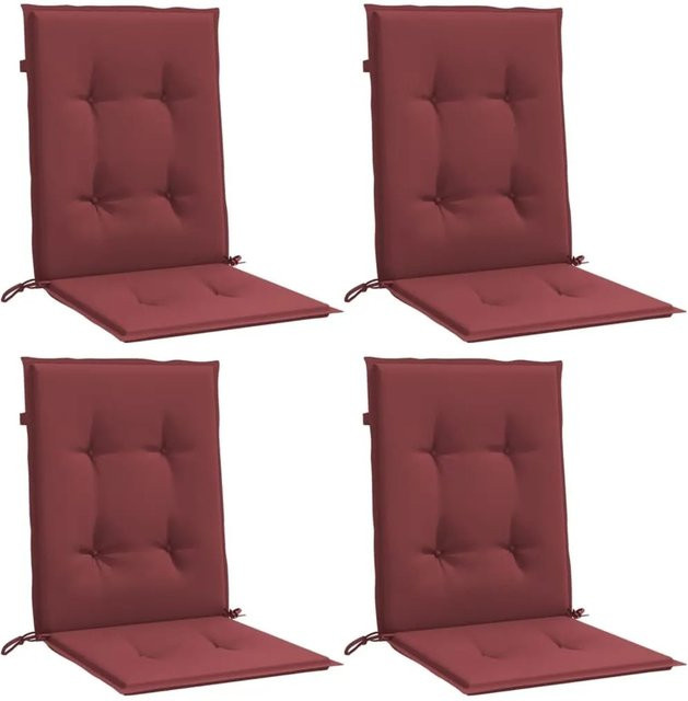 vidaXL Niedriglehner-Auflagen Set 4 Stück Melange Weinrot, UV-beständig und aus Polyester, B/T/H: 100 x 50 x 4 cm - Bild 1