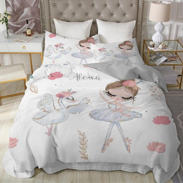 Kinder Bettwäsche Set mit Einhorn und Schwan Motiv aus Mikrofaser, Weiß, B/H: 150 x 200 cm - Bild 1
