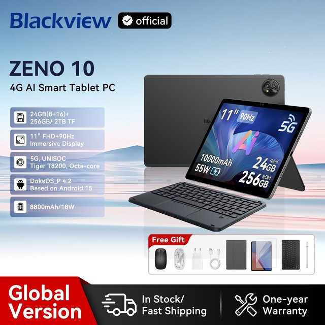 Blackview ZENO 10 5G AI Android 15 Tablet mit 11 Zoll FHD+ 90Hz Display, T8200 Octa-Core und Bluetooth in Schwarz und Blau - Bild 1