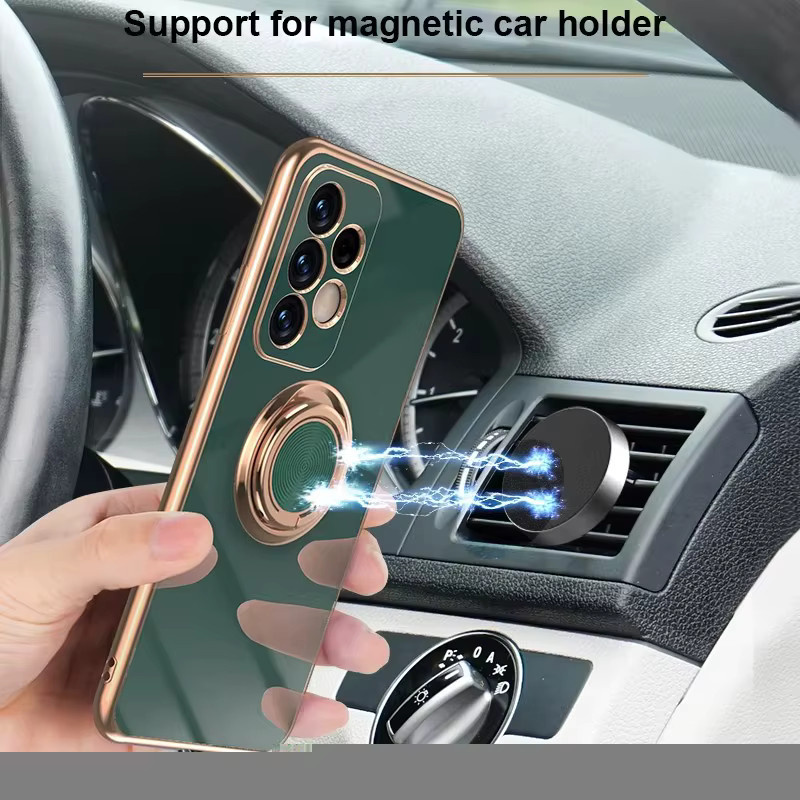 Magnetische Luxus Handyhülle mit Ringhalter für Samsung Galaxy A-Serie in Pink - Bild 3