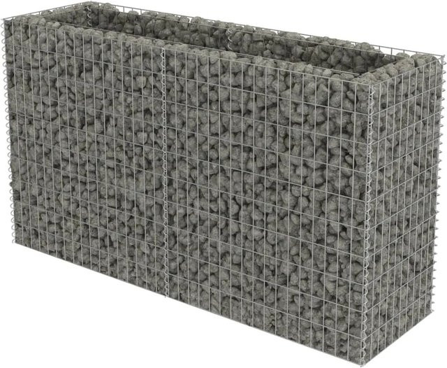 vidaXL Gabionen-Hochbeet aus verzinktem Stahl in Silber, B/T/H: 180 x 50 x 100 cm - Bild 1