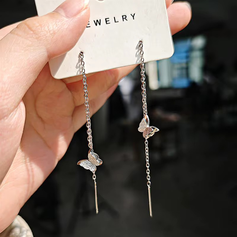 Huitan Ohrringe, Schmetterlingsdesign, Edelstahl, Silber, Damen - Bild 1