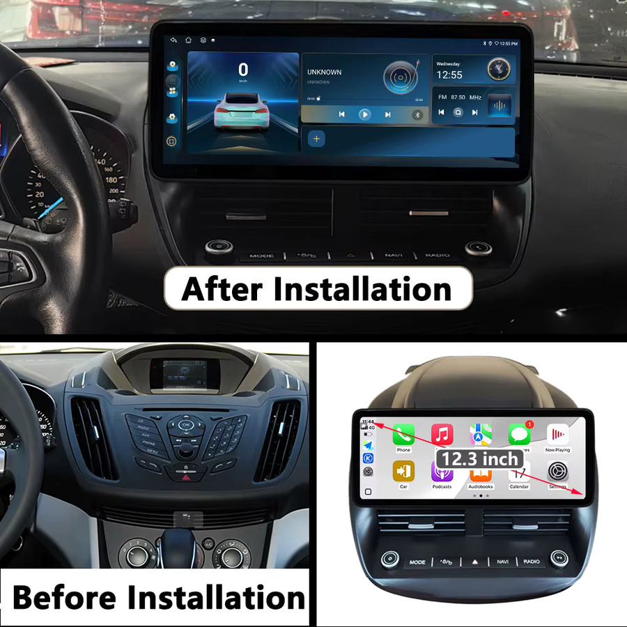 QiumianNavi 12,3 Zoll Multimedia-Navigationssystem für Ford Kuga 2013 - 2018 mit Wireless CarPlay, Android, GPS, 4G, WiFi und Bluetooth in Schwarz - Bild 5