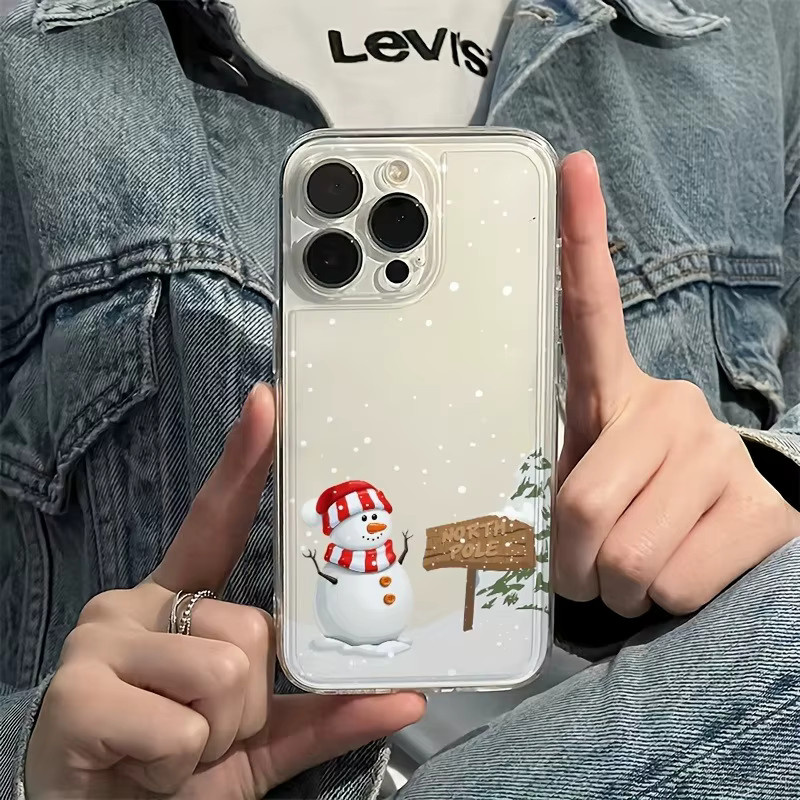 Transparente TPU-Handyhülle mit Weihnachtsschneemann-Muster für Apple iPhone 17 16 15 14 13 12 11 Pro Max Air Plus Serie - Bild 2