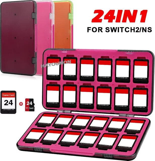 Ispoofer Magnetische 3D-Soft-Lederhülle für Nintendo Switch mit 24 Spielkartenfächern und 24 Micro-SD-Kartenfächern in Lila - Bild 1