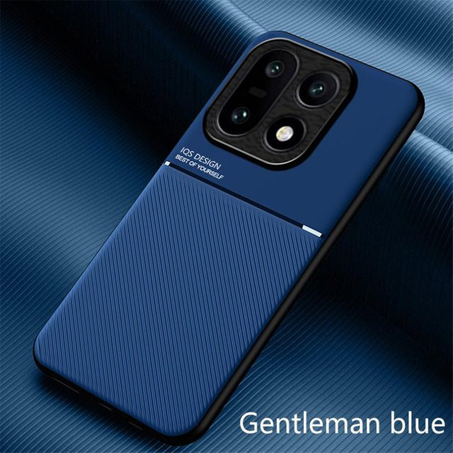 OnePlus 15 5G Luxus Handyhülle aus weichem Leder mit magnetischer Auto-Halterung in Blau (Modell CPH2745) - Bild 1