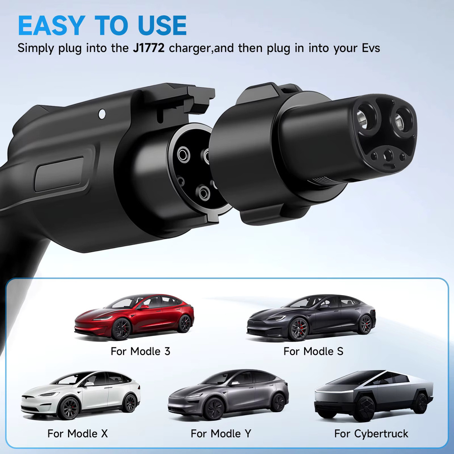 CNSPEED Elektrischer Fahrzeug Adapter Typ 1 J1772 auf Tesla Modell X Y 3 S EV Ladegerät Stecker in Schwarz - Bild 2
