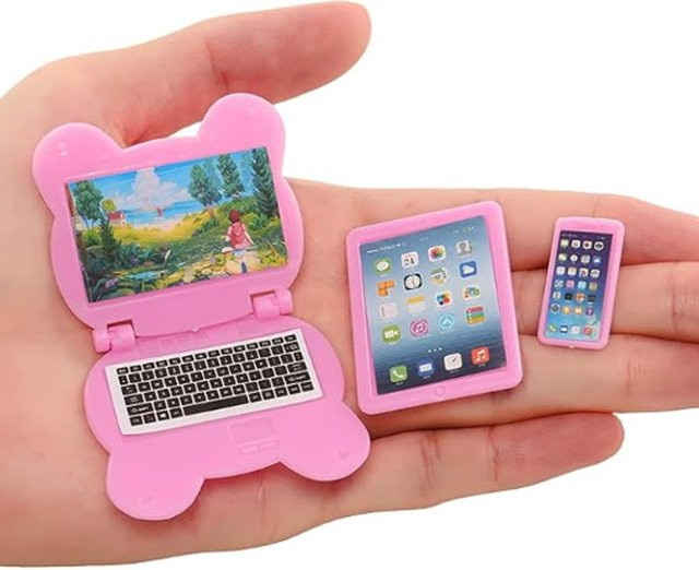 KIEKA Puppenhaus-Miniatur-Set, Computer-, iPad- und Handy-Accessoires, 3-teiliges Set - Bild 1