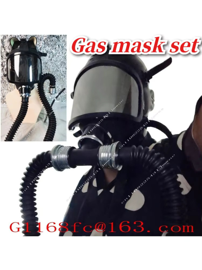 Versilbertes Gebogenes Gasmasken-Set mit Atemschutzbeutel-Linse und Vollgesichtsmaske in Silber und Schwarz - Bild 5