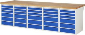 Rau Werkbank 7515A6 in Blau mit 30 Schubladen, B/T/H: 300 x 90 x 89 cm - Bild 1