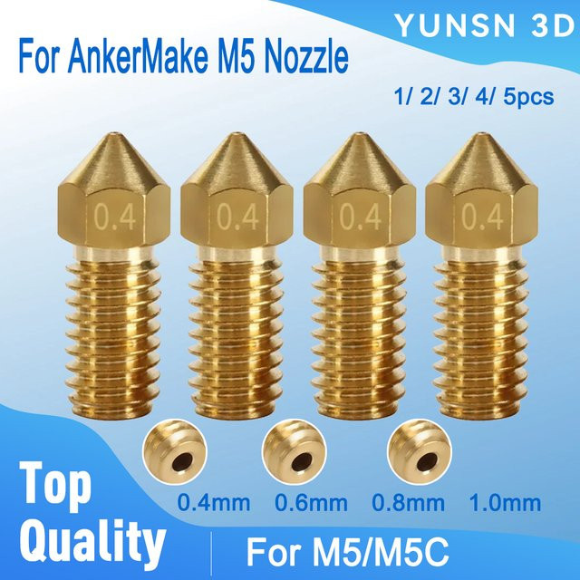 AnkerMake M5 Messing-Druckerdüse für High Precision FDM 3D-Druck in den Größen 0,2 mm, 0,4 mm, 0,6 mm, 0,8 mm und 1,0 mm, Farbe: Gold - Bild 1