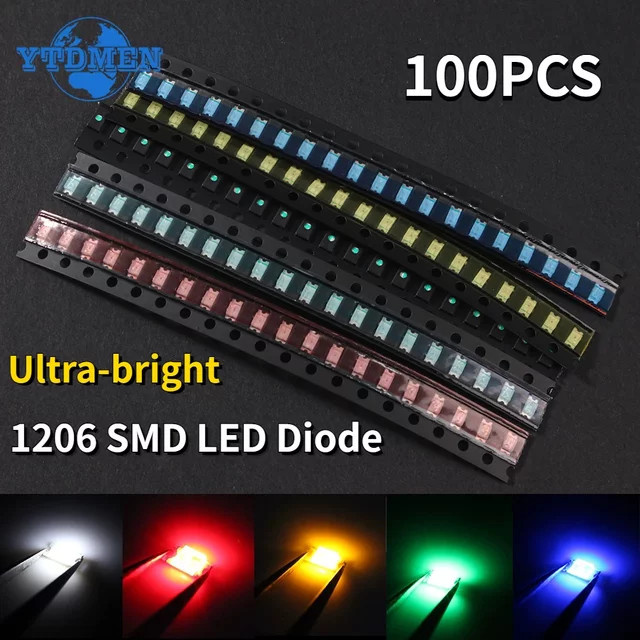 YTDMEN 100 Stück SMD LED 1206 DIY Elektronik-Kit in Weiß und Multicolour - Bild 1