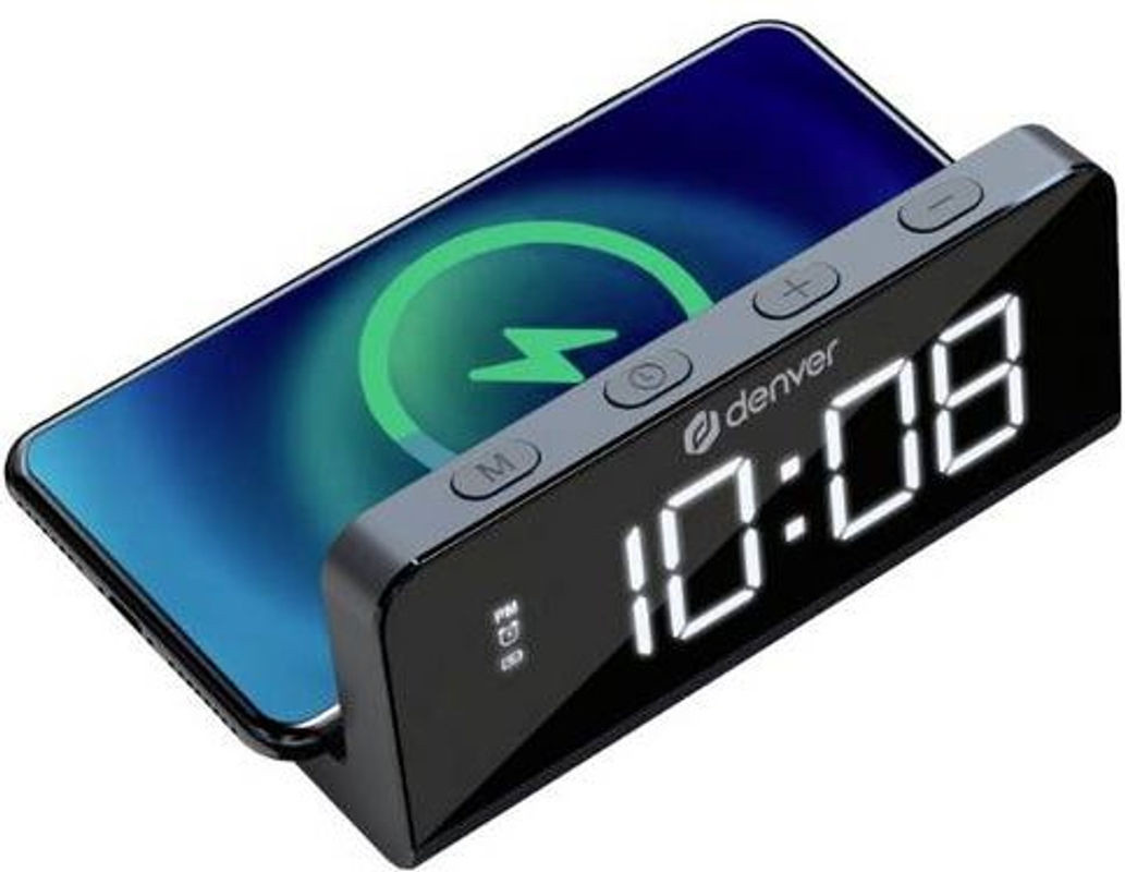 Denver Digitaler Wecker mit Wireless Charging und dimmbarer Beleuchtung in Schwarz - Bild 1