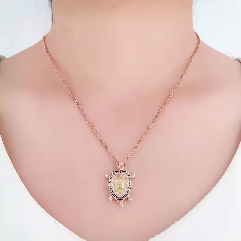 Schildkrötenanhänger 585 Roségold, Diamant, Zirkonia - Bild 2