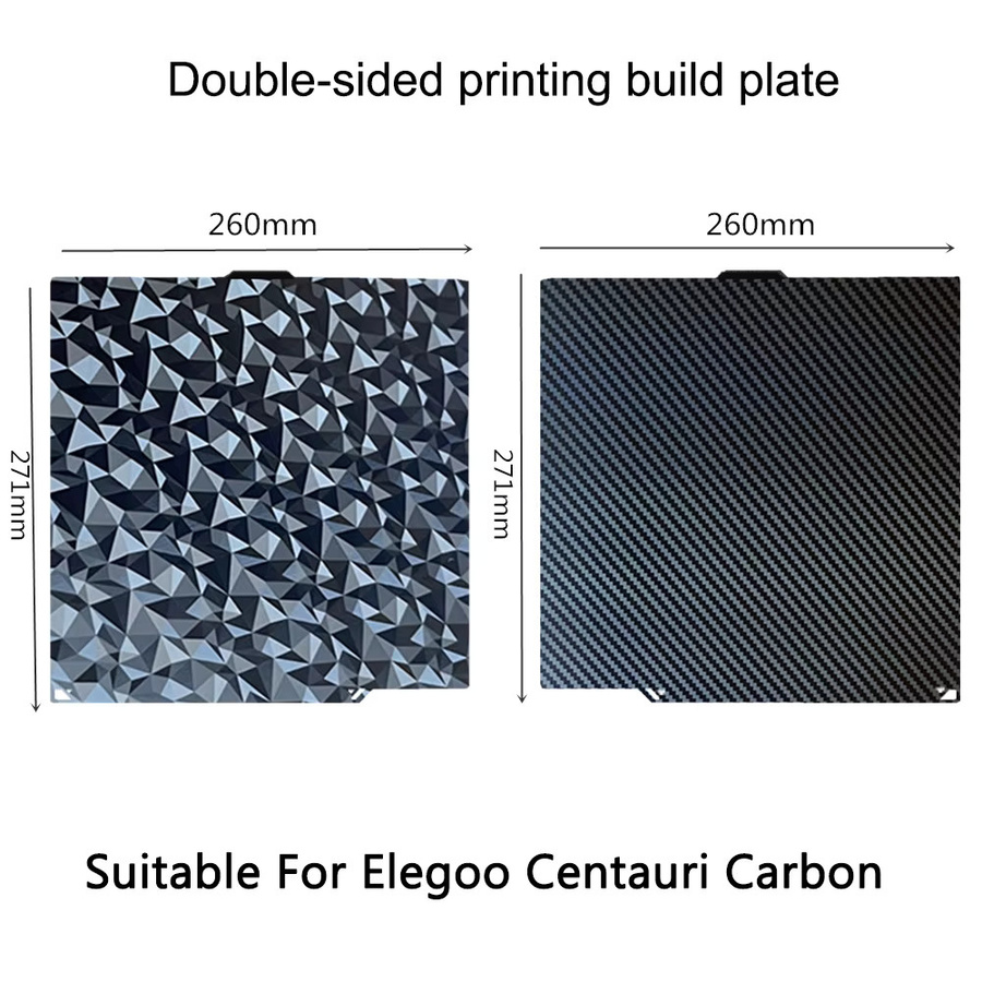 Elegoo PEI-Blatt für Centauri Carbon Bauplatte, doppelseitiges flexibles Wärmebett mit PEO PET PEY Beschichtung, B/T: 260 x 271 mm - Bild 2