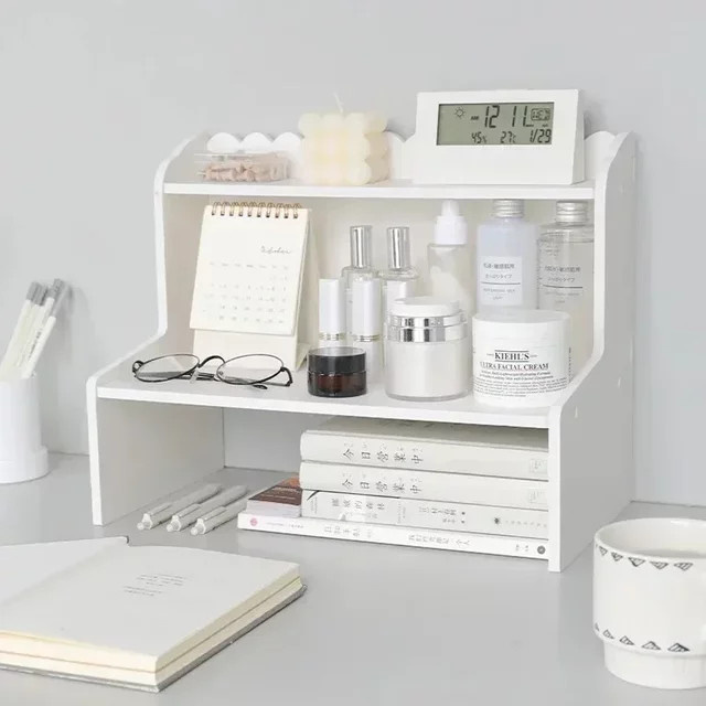 Desktop Storage Rack Doppel-schicht Ablage für Kosmetik und Büro in Weiß, Breite: 36 cm - Bild 1