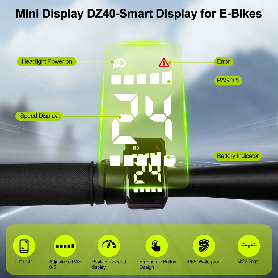 DZ40 LCD-Display von BAFANG in Schwarz, wasserdichtes Mini-Ebike-Intelligent-Display kompatibel mit BBS01B BBS02B BBSHD - Bild 5