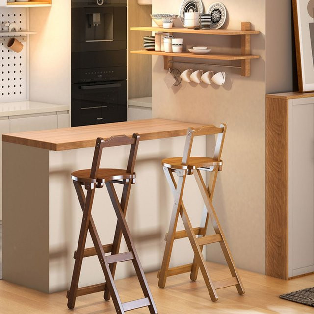 Faltbarer Bambus-Esszimmerstuhl von LIUSHADUOLA in Braun, multifunktionaler Barstuhl und stabiler Hocker im minimalistischen Design - Bild 1