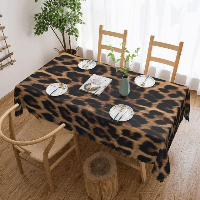 Wasserdichte rechteckige Tischdecke mit Leopardenmuster von JINGYUE Pet in Braun, B/T: 137 x 183 cm - Bild 1