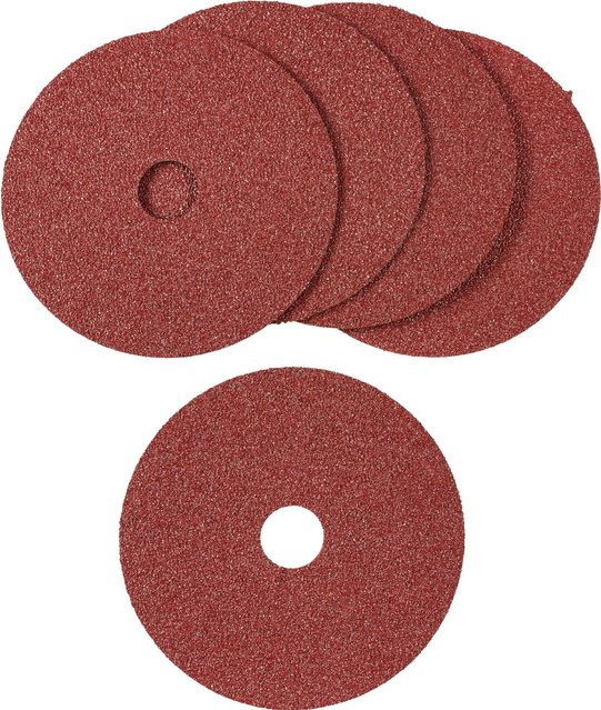 LUX-TOOLS Fiberscheibe Classic Rot Ø 125 mm Körnung 40 für Metall, 5 Stück - Bild 1