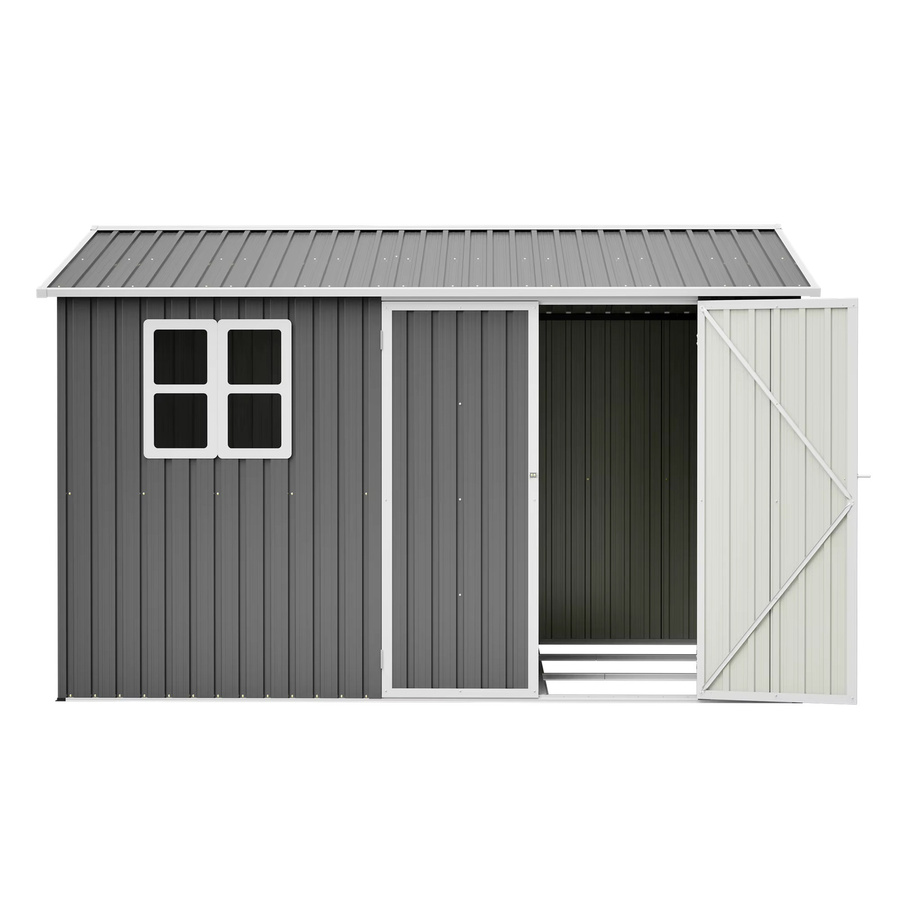 THANADDO Outdoor-Geräteschuppen aus verzinktem Metall in Grau mit Doppeltür und Lüftungsschlitzen, B/T/H: 310,9 x 229,4 x 201,0 cm - Bild 3