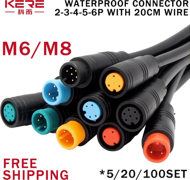 Julet Elektrofahrrad-Steckverbinder Set M6/M8 wasserdicht für Kabel, Scooter und Signalkabel, männlich und weiblich, 2 bis 6-polig - Bild 1
