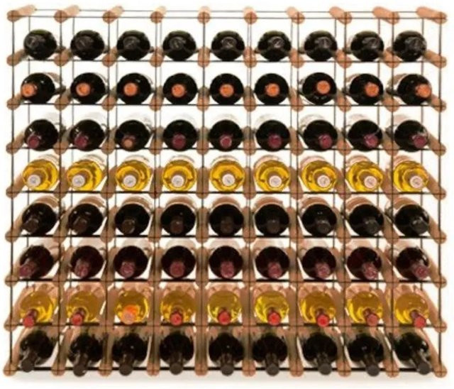 PROREGAL Modulares Weinregal Vinotega Mod Metal aus massivem Kiefernholz, Braun geölt, H x B x T: 82,5 x 92,5 x 24,5 cm - Bild 1