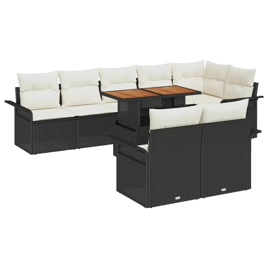 vidaXL Garten-Sofa-Set aus Poly Rattan mit Speicherfunktion, 9-teilig, Schwarz - Bild 2