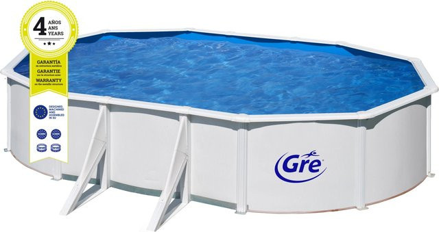 GRE Ovaler Stahlwand-Pool in Weiß mit Skimmer, B/T/H: 610 x 375 x 120 cm - Bild 1
